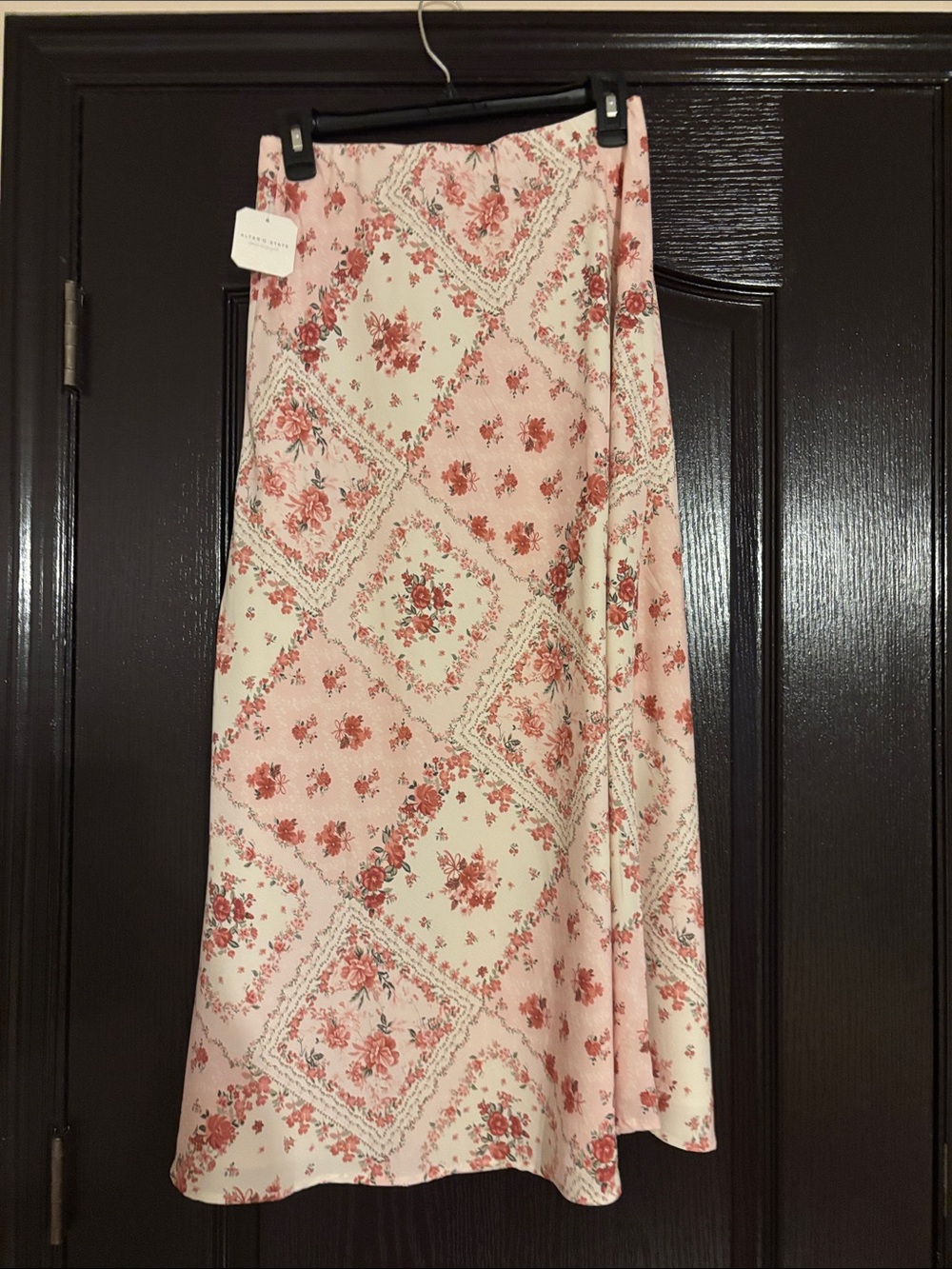 Altar'd State Pink Floral Patchwork Maxi Skirt